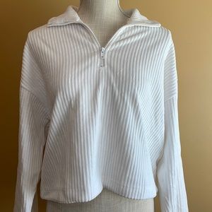 White Cropped Zip-Up